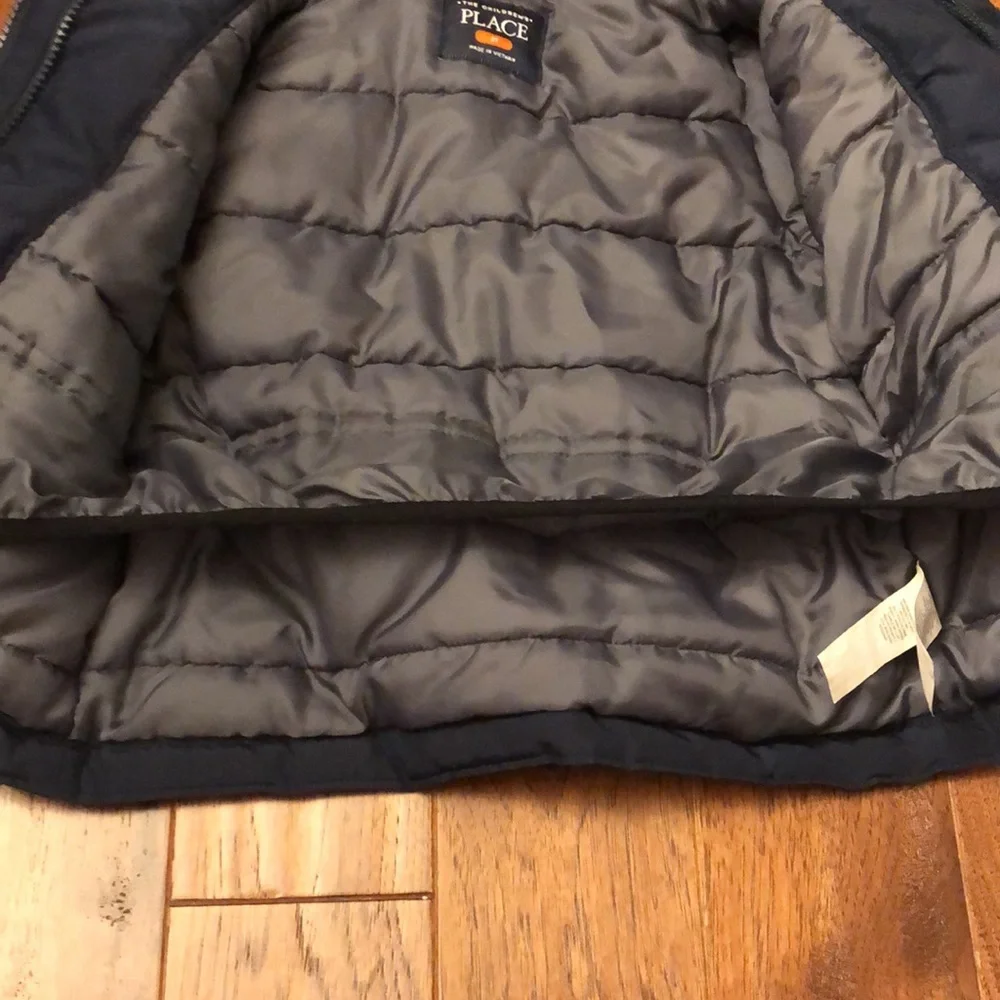 The Children’s Place 2T Hooded Winter Jacket, Navy Blue and Orange